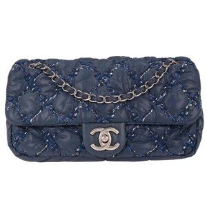 Chanel Blue Nylon Paris-Byzance Tweed On Stitch Flap Bag 145699